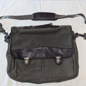 Eddie Bauer Canvas & Leather Messenger Bag